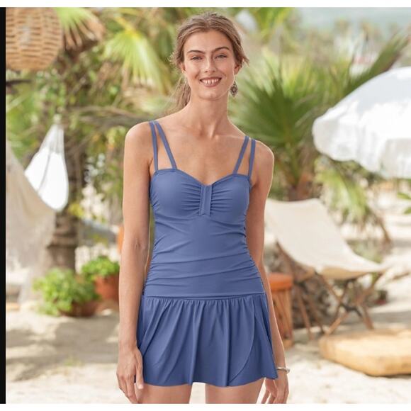 NWT NIP Sundance Seas The Day Skirted One Piece Swimsuit Periwinkle Blue Size XL - Picture 1 of 7
